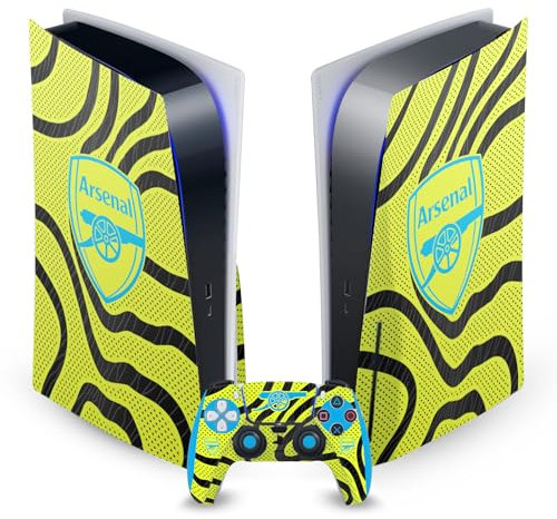 Head Case Designs Offizielle Arsenal FC Away 2023/24 Wappen-Set Vinyl Frontplatte Haut Gaming Aufkleber Abziehbild kompatibel mit Sony Playstation 5 PS5 Disc Edition Console & DualSense Controller