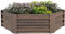 Outsunny Hochbeet aus Stahl, sechseckiger Blumenkasten mit offenem Boden, Pflanzkasten mit Holzoptik, Gemüsebeet für Balkon, Garten, Dunkelbraun, 113 x 98 x 30 cm
