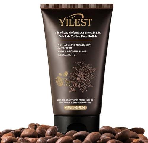 Dak Lak Kaffee-Gesichtspeeling, Kaffee-Gesichtspolitur mit Kakaobutter & Safloröl, Peeling Gesichtspeeling für Reinigung, Mitesser, Poren & feine Linien, Hautfest & Glatt Lebendig (2,029 fl.oz)