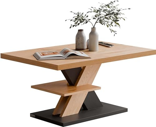 Casaria® Couchtisch Grau Holz Stauraum Ablage Kratzfest Modern Rechteckig 50kg Belastbar Beistelltisch Wohnzimmer Couch Sofa Tisch Detroit 90x60cm