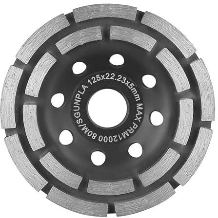 Diamant Schleiftopf 125mm ×22.23mm Betonschleifer - Diamantscheibe für Beton Naturstein Granit Mauerwerk Stein Estrich Trockener Fliesenkleber - Diamant Schleifscheibe Doppelreihig