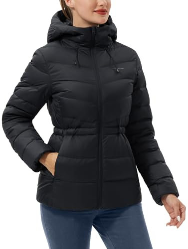 Pioneer Camp Damen Daunenjacke Warme Winterjacke Leichte Steppjacke Pufferjacke Wintermante Kapuzenjacke mit Kapuz Schwarz M