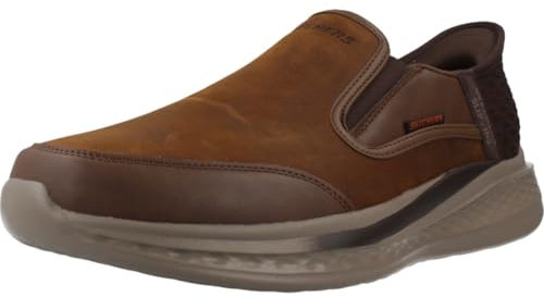 Skechers Hombre Zapatillas De Deporte De Corte Relajado Sin Cordones De Slade Cooper, Dark Brown, 44 EU