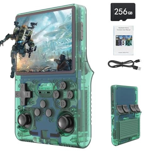 R40S Console de Jeu Portable 2Packs, 30 000 Jeux rétro en 1 Console de Jeu avec système Linux Open Source, Carte TF 256 Go, écran IPS de 3.5 et Batterie 3 800 mAh (Vert)