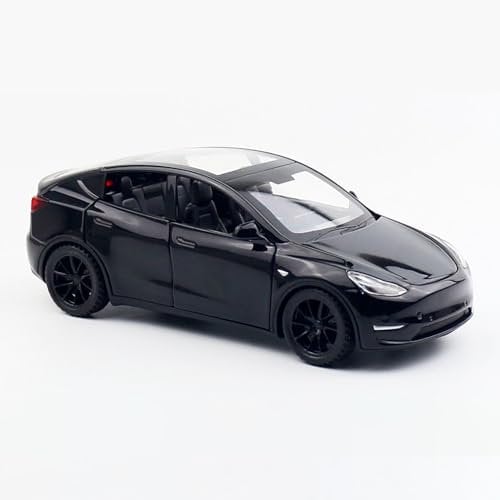 MODVKVK Tesla Model Y 1:32 Modellauto, Spielzeugauto mit Licht & Musik, Zurückziehfunktion, Legierungsdruckguss, Ideal für Kinder ab 3 Jahren & Sammler (Schwarz)
