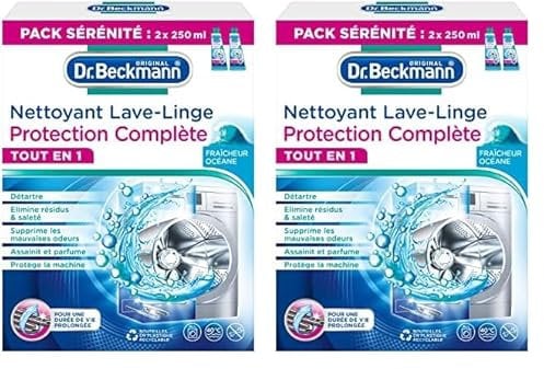 Dr. Beckmann Nettoyant Lave-Linge Protection Complète | TOUT EN 1 | Fraîcheur Océane (2X250ml)-500ml (Lot de 2)