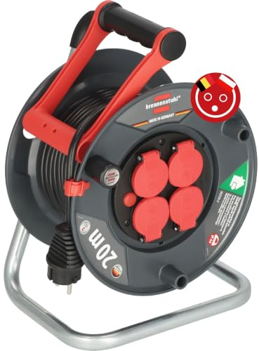 Brennenstuhl Garant V2 IP44 Outdoor Kabeltrommel 25m (Made in Germany, 4-Fach mit verstärktem Berührungsschutz, Spezialkunststoff)