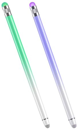 Lot de 2 stylets pour écrans tactiles 2 en 1 haute sensibilité et précision avec 4 pointes supplémentaires, stylet capacitif pour Nintendo Switch/iPad Pro/Mini/Air/iPhone/Samsung Galaxy