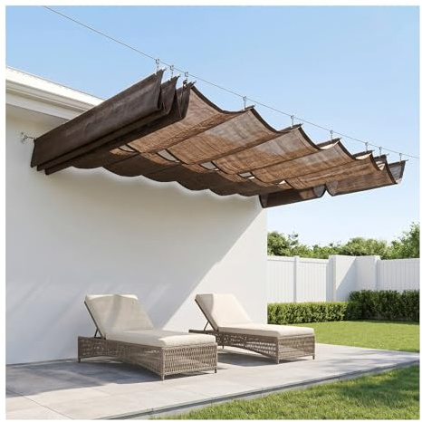 Vele Parasole Ondulate Retrattili, Tenda a Rullo Scorrevole a Forma di U con Kit di Montaggio, Facile da Installare for Copertura Pergola Tettoia giardini d'inverno(W2.4*L4m/W7.87*L13.12ft)