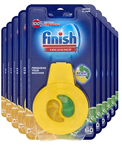 Finish Dishwasher Fresheners, Lemon & Lime (10 x 1 Pack, Total 10 Fresheners), with Unique Anti-Odour Technology for a Clean & Fresh Smell