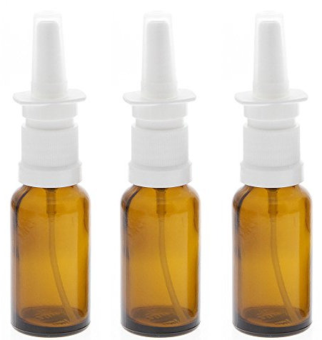Leere Nasenspray-Flasche mit Fingerzerstäuber Kosmetex Nasenzerstäuber Sprühflasche Braun-Glas Vaporizer, 30ml, 3× 30 ml