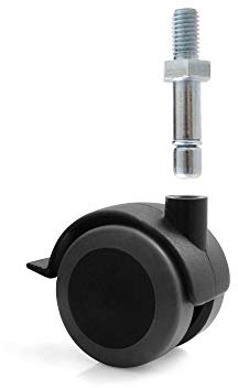 Design61 Universal Möbelrollen mit U-Aufnahme 19mm Gummirollen Laufrollen Bodenschutz Rollen mit Feststeller Plattenschuhe mit Gewindestift 4 Stück