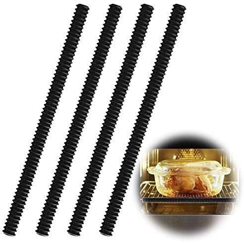 Oven Rack Protectors - 4 Pack Heat Resistant Silicone Oven Guards - Child Safety Protection Toaster Baking Edge Shields - Against Burns and Scars(14inch) (Black)