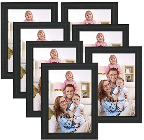 Giftgarden Cadre Photo 10x15 cm Lot de 7, Cadre Photo en Bois Noir Composite Pour Poser au Mur ou Sur Table