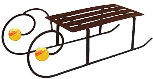 Bornhöft Schlitten 90cm Metall Rost Gartendeko Edelrost rostige Gartendekoration Glaskugel Weihnachten rostige Deko