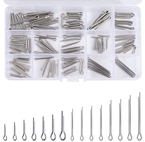 QIMEI-SHOP Splinte Set Edelstahl Splinte Sortiment Splint Sicherungssplint Assortment Kit M1 M1.5 M2 M2.5 M3 mit Aufbewahrungsbox 15 Größen 150 Stück