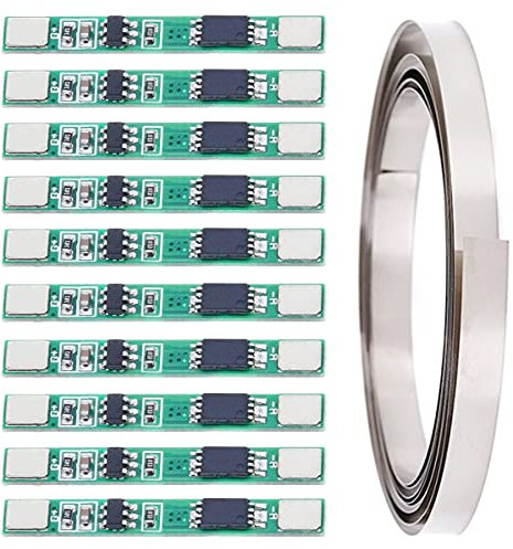 Youmile 10PCS 1S 3A 3.7V Lithium Battery Protection Board 18650 Charger Module BMS PCB Protection Board for Li-ion Lithium Battery Cell with Nickel Strip
