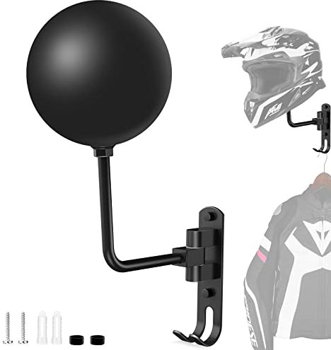 Jeebel Porta Casco Moto da Parete, Portacasco Muro Con Rotazione 180° e Gancio Doppio per Stoccaggio Esposizione di Caschi da Moto Bicicletta Baseball, Cappotti, Berretti