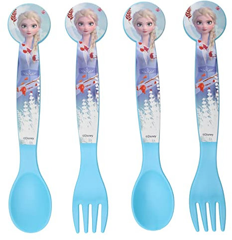 damaloo Kinderbesteck Plastik Gabel und Löffel passend für Frozen Fans - Kinder Besteckset wiederverwendbar - Elsa Besteck Kinder Besteck Baby - Kinderbesteck