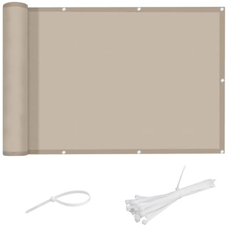 LOVE STORY Privacidad de Balcón y Pantallas 100x600cm Opaque Polyster(PES),Protección UV,Impermeable,Malla de Ocultación para Jardín Exterior,Resistente al Viento,con Ataduras de Cables,Marrón