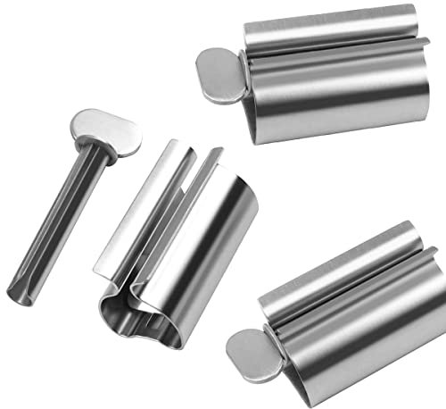 WANGCL 3 Pieces Stainless Steel Tube Squeezer Toothpaste Squeezer Metal Toothpaste Tube Wringer Holder Stand Toothpaste Expressor Squeezer for Bathroom