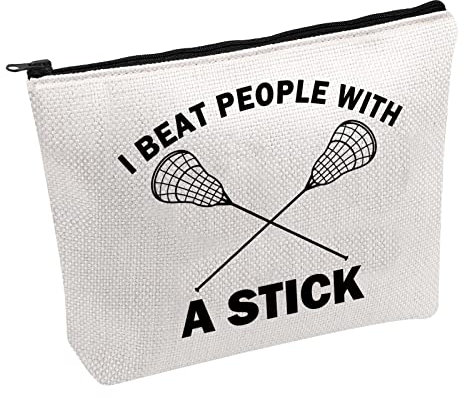 PWHAOO Lacrosse Kosmetiktasche I Best People With A Stick Kosmetiktasche Lacrosse Sport Make-up Tasche Lacrosse Geschenk, I BEAT PEOPLE B