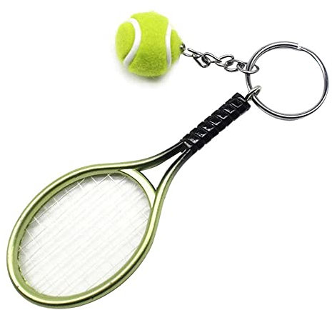 RIXERKOC Mini Tennisschläger Schlüsselanhänger mit Schlüsselring, Neuheit und modische Legierung Tennisball Split Ring Schlüsselhalter für Sportliebhaber Team.