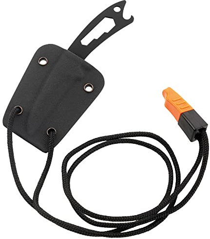 Schwarzwolf outdoor BAKO Outdoormesser Multifunktionales Messer, Flaschenöffner, Maulschlüssel im Etui und Pfeife am Halsband, klein