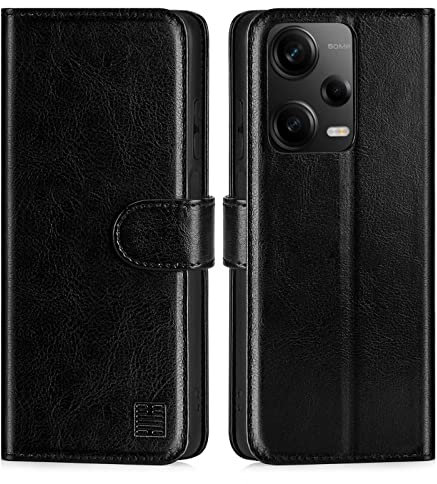 32nd Book Wallet PU Leather Case Cover for Xiaomi Redmi Note 12 5G, Flip Case With RFID Blocking Card Slots, Magnetic Closure and Built In Stand - Black