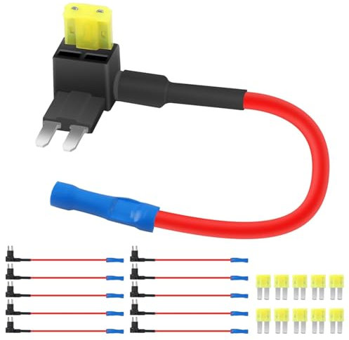 10 Pack Micro 2 Fuse TAP 12V Car Add a Circuit ATR Blade Fuse Adapter with 20A Fuse Micro II Fuse Holder Add On Dual Circuit Adapter for Cars Trucks Boats (50058R),Blue, Red, Black, Yellow