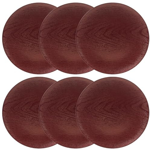 URBN-CHEF 13 33cm Faux Wood Look Charger Dinner Plates Wedding Christmas Service 6 Pack (red)