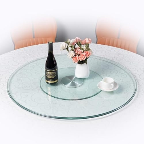 WInara Glas Lazy Susan drehplatte, 60-100cm Esstisch Drehteller, großes drehbares Tisch Serviertablett for Küche, Servierplatte for Tischdekoration (Size : 60cm/24in)