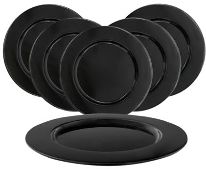 Spetebo Aluminium Dekotablett 33 cm schwarz - 6er Set - Kerzenteller Deko Schale Servier Teller Geschenk Tablett