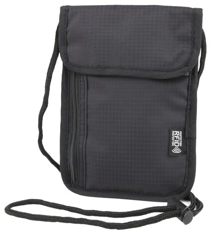 LANAFAY Pochette Tour de Poitrine avec Protection RFID,Réglable Pochette Tour de Cou Voyage,Sac de Cou pour Documents,pour Document Voyage/Éléphone/Passeport