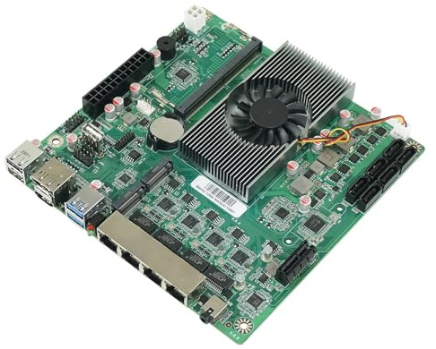 NONDK N100 NAS Motherboard ITX Home Prozessor DDR5 4X I226 2,5G LAN Dual M.2 Slot 6xSATA DP HD Low Power Grün