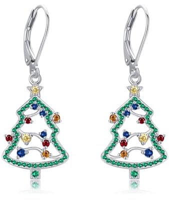 Weihnachtsohrringe Weihnachtsbaum-Ohrhänger aus Sterlingsilber Weihnachtsschmuck für Frauen
