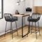 IDMarket - Lot de 2 tabourets de Bar Summer avec accoudoirs Effet rotin Noir Pied métal Noir
