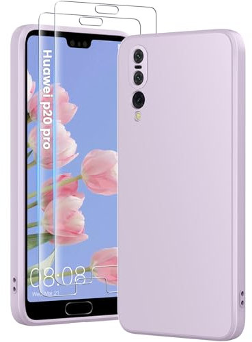 HuwaiH 3 in 1 Hülle für Huawei P20 pro, mit 2 Stück 9H 0.33mm Panzerglas, Upgraded Kameraschutz, Kratzfeste Stoßfeste Handyhülle für Huawei P20 pro (violett)