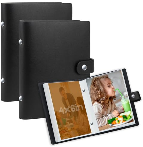 Ruibytree 2 Pack Small Photo Albums 4x6 Pictures, 104 Photos Total, Black