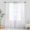 PONY DANCE Übergardinen Wohnzimmer Weiße Vorhänge Transparent 2er Set H 240 x B 140 cm Tüll Gardinen mit Stangedurchzug für Schlafzimmer White Sheer Curtains