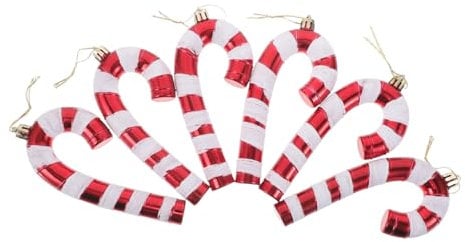 NUOBESTY 6pcs Large Hand Painted Candy Cane Christmas Tree Decorations Vibrant Ornaments for Holiday Parties Year Celebrations Festive Home Decor