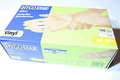 franz mensch Vinyl-Handschuh ´IDEAL´ HYGOSTAR, M, weiß, Sie erhalten 1 Packung, Packungsinhalt: 100 Stück