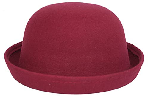 Cool4 Damen Filz Melone Bowler Hut Freizeit Party Elegant WME02 (Weinrot)