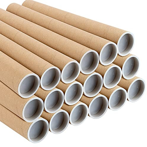 LAUYUT 18 Stück 5,1 x 40,6 cm braune Kraftpapier-Versandrollen mit Kappen, Pappröhren für Versand, Aufbewahrung, Versand, Baupläne, Poster