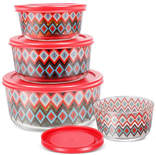 MASTERTOP Glass Food Storage Containers, Set of 4, Airtight Lunch Box, Storage Containers with Lid, BPA-Free Glass Containers for Home Party Meal Prep Red