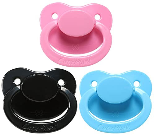 CutiePlusU Erwachsenengröße Schnuller - Großer Saugerschild 3 Paci Pack - Rosa/Blau/Schwarz
