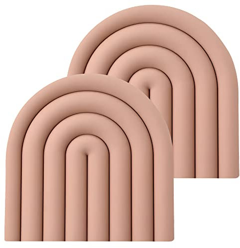 monomono Silicone Trivets for Hot Pots and Pans - Stylish and Colorful Pot Holders, Heat Resistant Mats for Countertop, Hot Pads, Modern Multi-Purpose Trivet Mat, Coasters (Muted Pink, Set of 2)