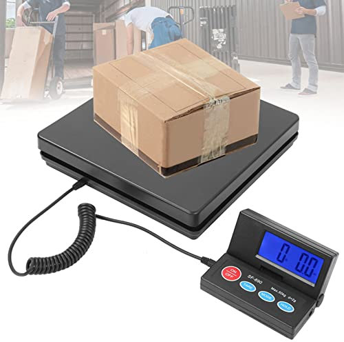Paketwaage 50kg, Plattformwaage Digitalwaage Briefwaage mit Externes LCD DIsplay Waage Für Post mit Adapter Für Verpackungs Transport(EU-Stecker)