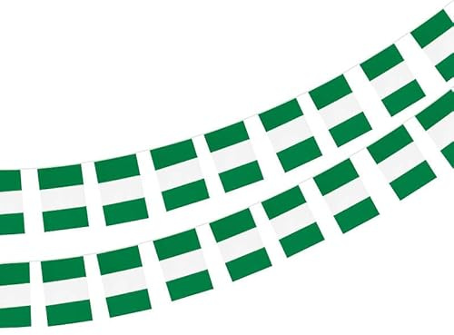 Pandiui23 Bandera de Nigeria 40 unidades, 11.4M, 14 x 21 cm, Verde, Vinilo, Patriótico, Evento, Decoración, Interiores, Exteriores, Montaje en pared, Rectangular, flag, banner