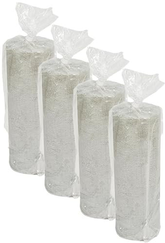 Gala Rustik Stumpenkerzen - Silber - 4 Stück - 19 x 6,8 cm - Dekorative Kerzen in Geschenkverpackung - Lange Brenndauer 85 Stunden - Unparfümiert - Natürliches Pflanzenwachs - Ohne Palmöl